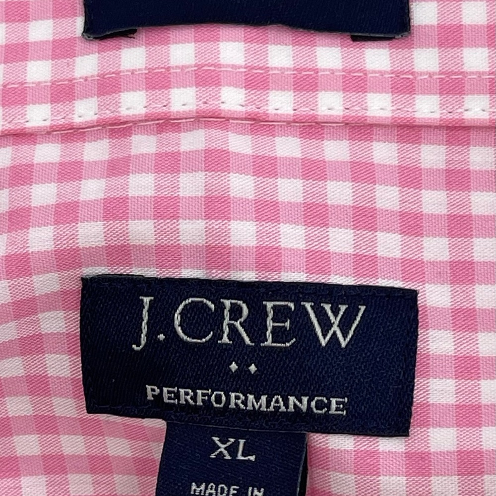 J Crew Pink & White Gingham Slim Performance‎ L/S Dress Shirt AS989 Men’s XL NWT - Picture 9 of 10